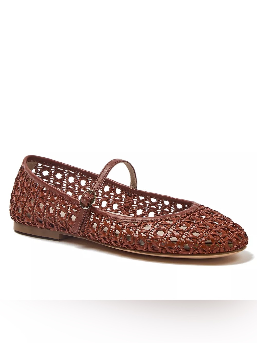 Lands End Women's Woven Mary Jane Flats, Cognac Color, Size 7